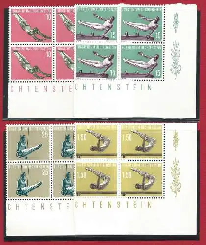 1957 LIECHTENSTEIN, Nr. 315/318 4 Werte MNH ** QUARTINA