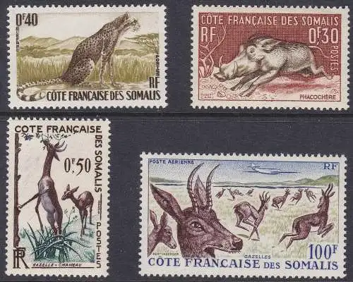 1958 COTE DES SOMALIS - Yvert n. 287/289 + PA 26 4 Werte MNH/**