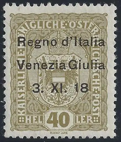 1918 VENEZIA GIULIA, Nr. 10k MLH * SORTE Signiert A.Diena