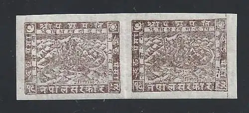 1941 NEPAL, SG Nr. 57 2 S. braun MH / * UNGEZÄHNTES PAAR