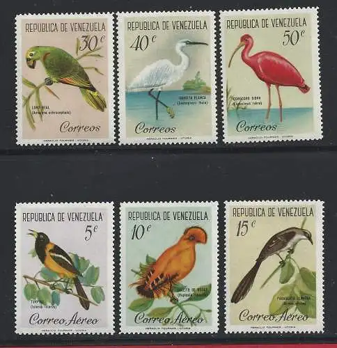 1961 VENEZUELA - YT Nr. 640/642 + PA 741/743 6 Werte postfrisch **