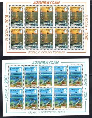 2001 EUROPA CEPT Aserbaidschan/Aserbaidschan 2 Kleinbogen mit 10 Val MNH **