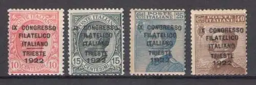 1922 Italien - Königreich, Italienischer Philatelistischer Kongress - Triest, Nr. 123-26 - MH*