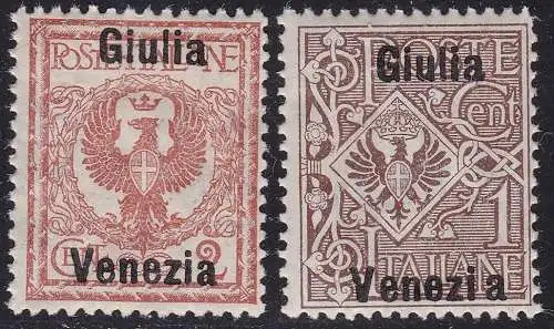 1918 Venezia Giulia, Nr. 19d/20d AUFDRUCK GIULIA VENEZIA - POSTFRISCH **