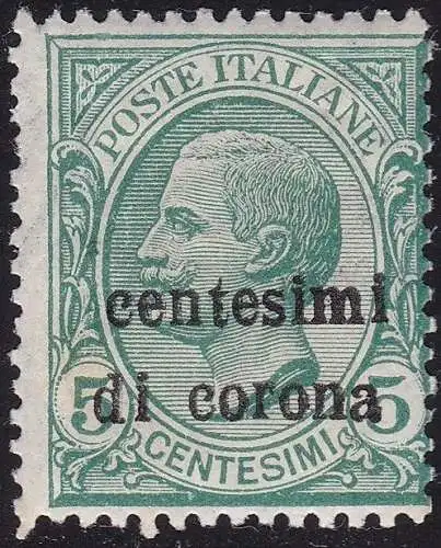 1919 Trient und Triest, Nr. 3d 5c. su 5c. grün MNH/**