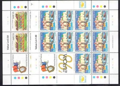 1998 EUROPA CEPT Malta 2 Miniblätter mit 10 Werten postfrisch **