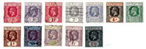 1912-27 FIDSCHI, George V. 12 Werte GEBRAUCHT