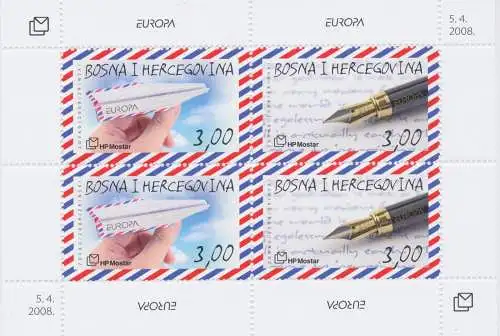 2008 EUROPA CEPT Bosnien Herzegowina Kroatien Blatt BF 14 MNH **