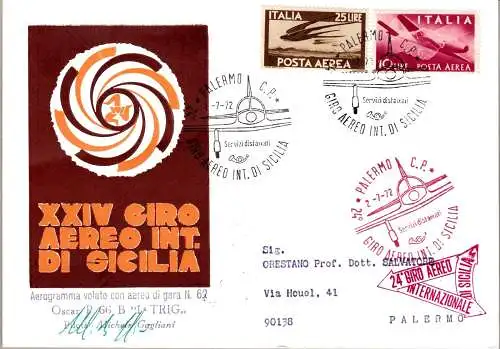 1972 Italien - Republik, - 24. Giro Aereo Internazionale di Sicilia SONDERSTORNIERUNGEN