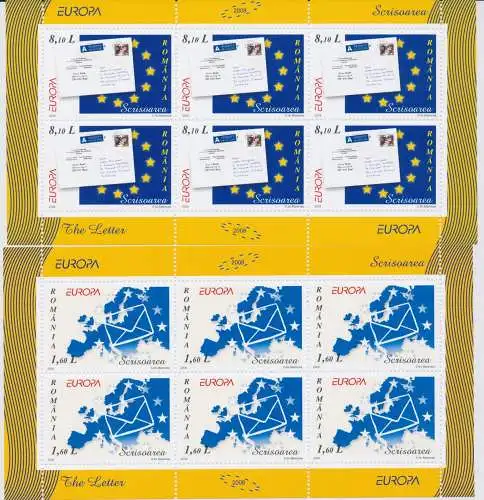 2008 EUROPA CEPT Rumänien 2 Minifogli, La Lettera, MNH **