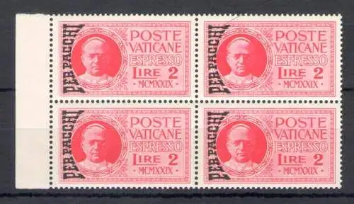 1931 Vatikan, Postpakete 2 Lire rot Aufkleber Aufdruck, Nr. 14e - MNH**