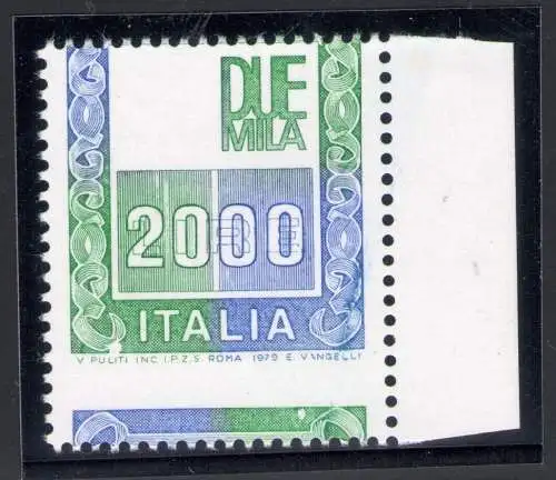 1978 Italien - Republik, 2000 Lire Alti Syracusana fehlt, stark vertikal verschobene Verzahnung, Nr. 1439 MNH **