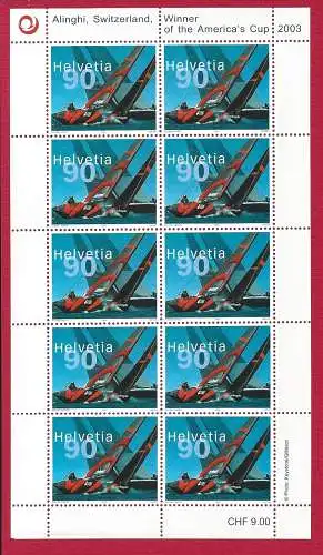 2003 SCHWEIZ - Nr. 1759, MINIBLATT mit 10 Werten, ALINGHI Victoria Americas's Cup, postfrisch **