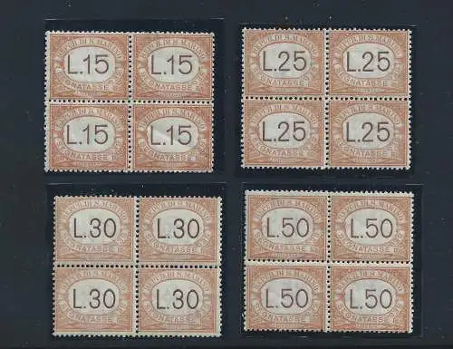 1927-28 SAN MARINO, Segnatasse Nr. 28/31, postfrisch - SELTENES VIERTEL