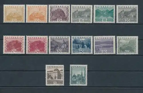 1929 - 30 Österreich - Nr. 378-389 - Ansichten und Landschaften - 14 Werte - postfrisch **