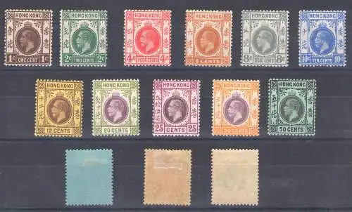 1912 HONGKONG, Giorgio V., SG 14 Werte, n. 100/114, MLH*