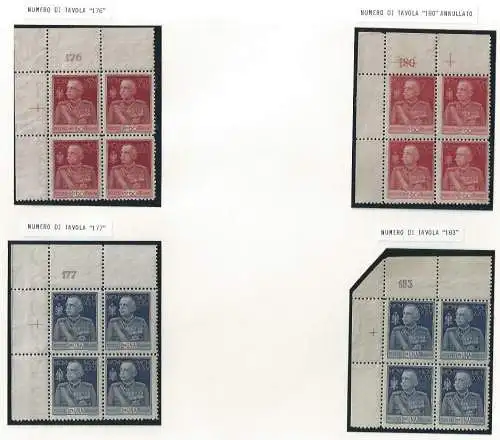 1925-26 Italien - Königreich, - Nr. 189-190 MNH / ** VIERTEL mit Tabellennummer