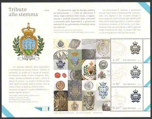 2012 San Marino, UNESCO-Weltkulturerbe, BF 118 MNH **