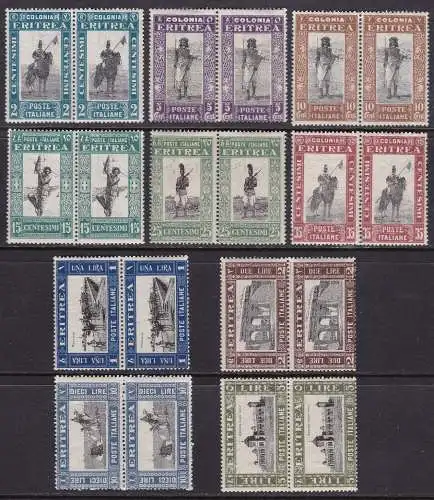 1930 ERITREA, Nr. 155/164 10 Werte MNH/** HORIZONTALES PAAR