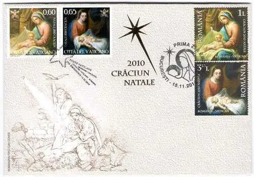 2010 Rumänien Weihnachtsfolder 2 Blatt - Gemeinschaftsausgabe mit Vatikan - MNH** RARE - 1000 Auflage