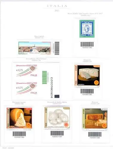 2011 Italienische Republik Barcodes kompletter Jahrgang 47 Werte + 1 Booklet auf 10 Marineblättern