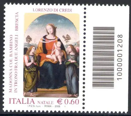 2008 Italienische Republik Barcodes Weihnachten 2008 1 Val Barcode Nr. 1208 MNH **