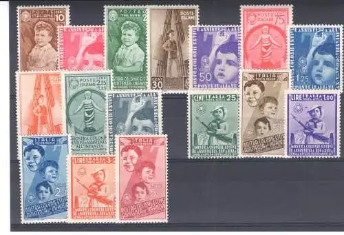 1936 Italien, Sommerkolonien, 16 Werte - Nr. 406/15 + Luftpost 100/05 - postfrisch **