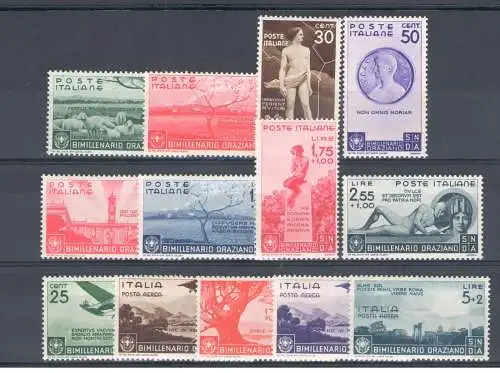 1936 Italien, Horaz, 13 Werte Nr. 398/05 + Luftpost 95/99 - postfrisch **