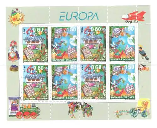 2010 EUROPA CEPT Bulgarien, 1 Kleinbogen mit 4 Paaren Kinderbücher postfrisch **