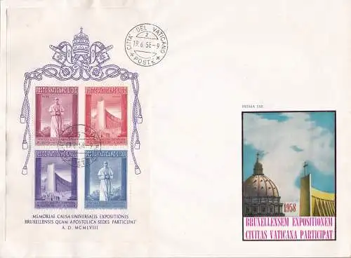 1958 Vatikan Zettel Brüsseler Ausstellung BF 2 FDC