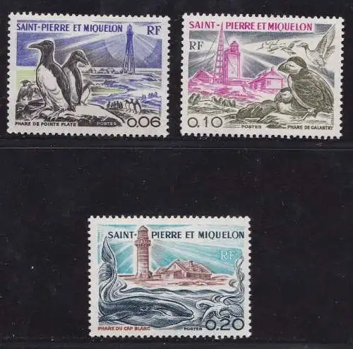 1975 ST. PIERRE ET MIQUELON - Vögel und Leuchtturm, Nr. 445-447 MNH/**