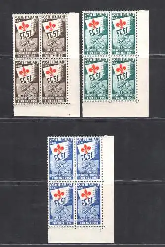 1951 REPUBLIK Serie Turnwettbewerbe, 3 Werte, neu, zentriert Bogenwinkel MNH ** VIERTEL