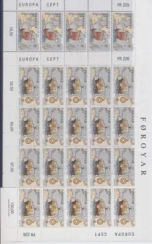 1992 EUROPA CEPT, Färöer, 2 Miniblätter Entdeckung Amerikas - postfrisch **