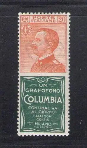 1924 Italien, Werbung Nr. 20, 20 Cent Columbia orange grün - postfrisch **