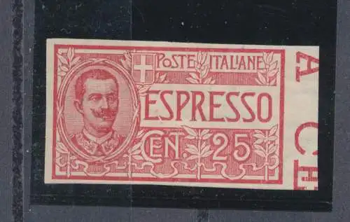 1903 Italia, Espresso, n. 1a, 25 Cent rot, ungezähnt, MLH*