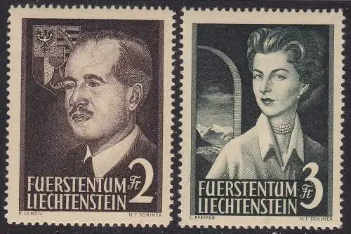 1955 Liechtenstein, n. 294/295 - Abbildungen der Prinzen - 2 Werte - postfrisch **