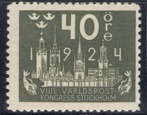 1924 SCHWEDEN - Nr. 170 - 40 Stunden oliv MLH*