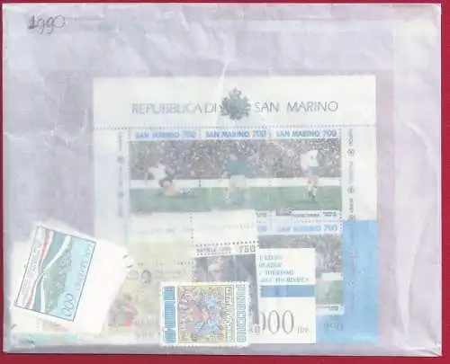 1990 San Marino, kompletter Jahrgang, 30 Werte + 1 Zettel - postfrisch **