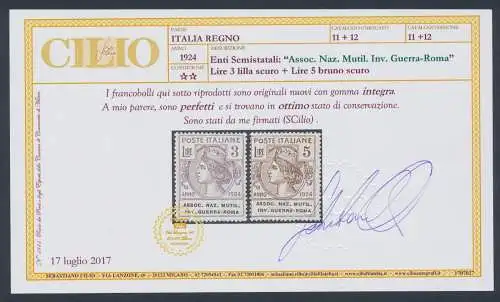 1924 Italien, Parastatali, Nr. 5/12 Ass. Nazionale Invalidi Guerra Roma, postfrisch **