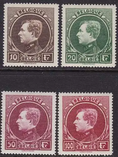 1929 Belgien - COB Nr. 289/292 Bildnisse von König Albert I. - Typ Montenez - postfrisch **