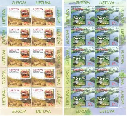 1999 EUROPA CEPT Litauen, 2 Kleinblätter, Naturparks, postfrisch **