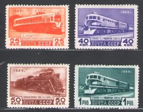 1949 RUSSLAND, Moderne Züge, Nr. 1401/04, postfrisch**