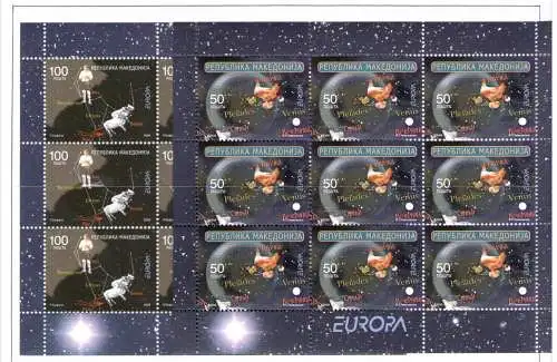 2009 EUROPA CEPT Mazedonien, 2 Miniblätter mit 9 Werten, Astronomie, postfrisch **