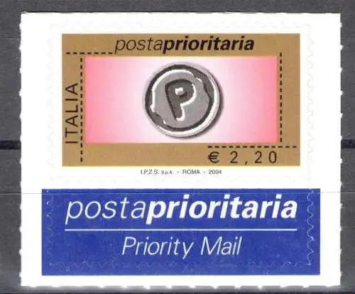 2004 Italien, Priority Post, Euro 2,20 Rotgold Schwarz Grau Nr. 2811 MNH **