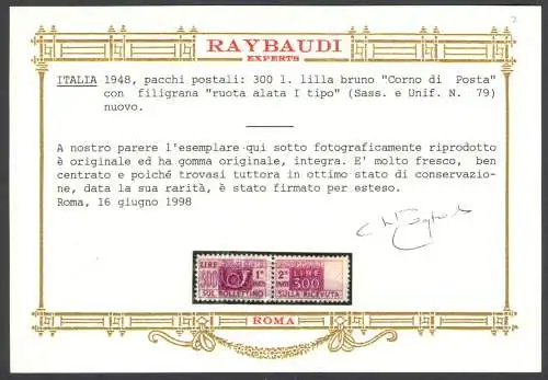 1946-51 Italien, filigrane Postpakete Rad, 14 Werte Nr. 66/80, postfrisch**