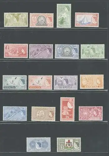 1953-62 Bermuda - 18 Werte - Krönung - Stanley Gibbons Nr. 135-150 - MNH **