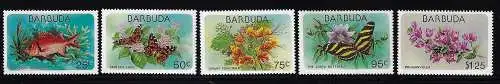 1978 Barbuda - Yvert et Tellier n. 407/11 - Flora & Fauna - MNH**