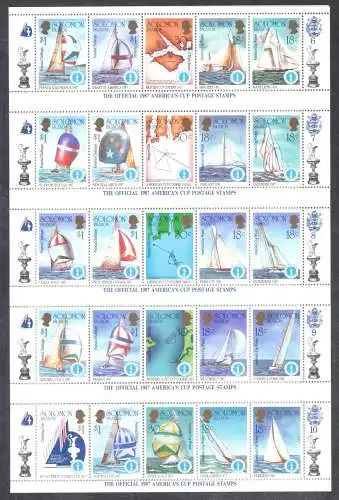 1986 British Solomon Islands - Yvert et Tellier Nr. 554-03 - America's Cup - 50 Werte - Der Bogen ist mittig gefaltet - MNH** (Sehr groß)