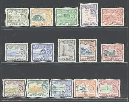 1954 St. Christopher Nevis Anguilla, Stanley Gibbons n. 106a/118 - Serie mit 15 Werten - postfrisch**