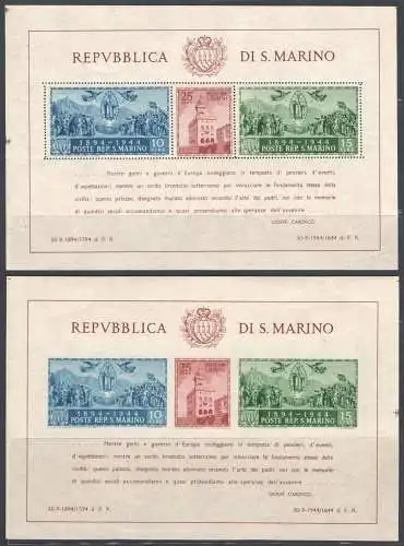 1945 SAN MARINO, BF Nr. 6b/7b MNH ** Filigrane Hammermill Bond - Made in USA